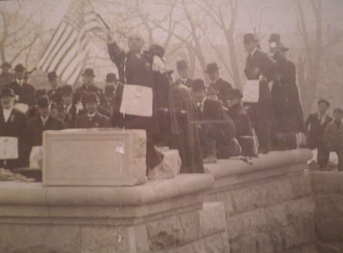 John Guilfoil laying cornerstone Trinidad Colorado city hall January 1, 1909